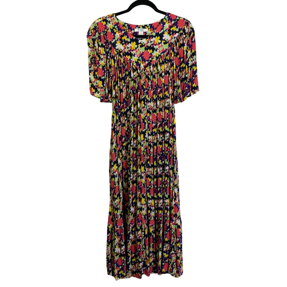 GO SOFTLY Dress House Patio Kaftan Muumuu Floral Textured Pull Over Full Sweep